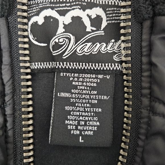 Vanity Black Quilted Vest Women's Large Nylon Cotton Polyester Blend - Picture 4 of 5